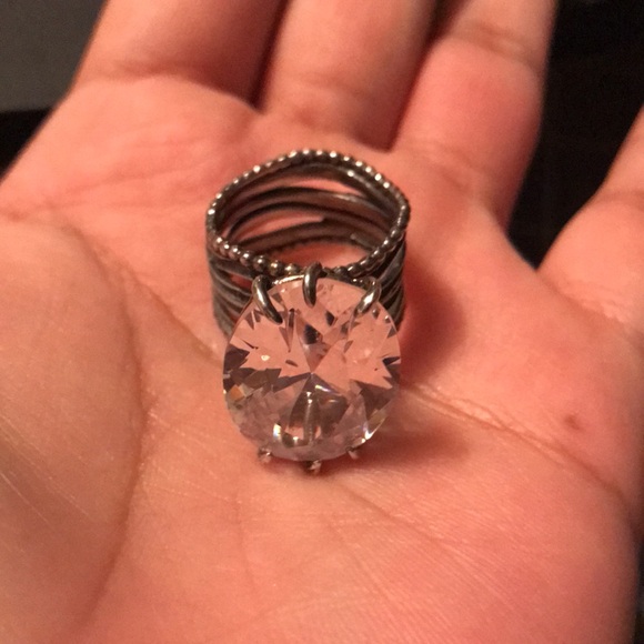 Size 6 sterling made in Israel huge CZ statement cocktail ring beautiful - Picture 1 of 9